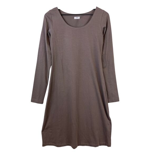 Crea Concept Size 36 (Small US) Brown Cotton Stretch Basic LS Dress Knee Length - Picture 1 of 10